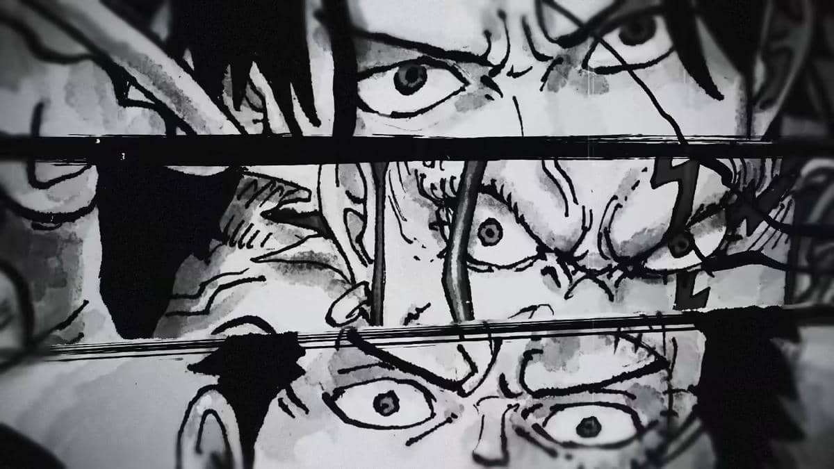 Tangkapan layar teaser One Piece Film dari kanal YouTube One Piece Official dengan logo judul film di bagian tengah.