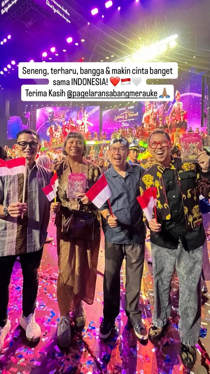 Sejumlah artis menghadiri dan menyaksikan Pagelaran Sabang Merauke 2026, menurut unggahan Instagram Botika Panggabean.