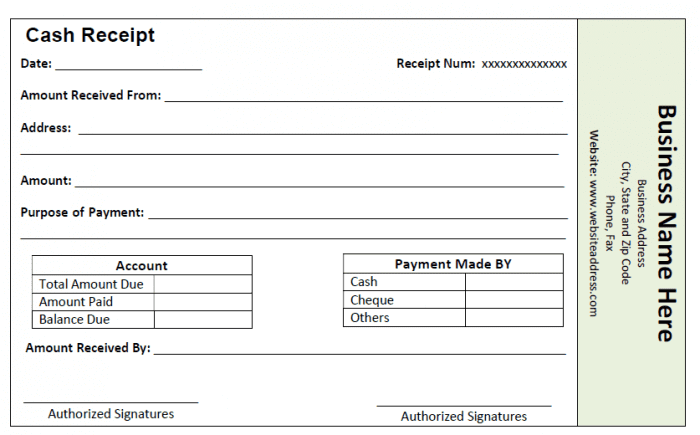 ilustrasi kwitansi cash receipt