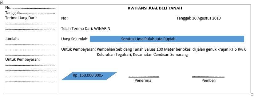 ilustrasi kwitansi transaksi produk
