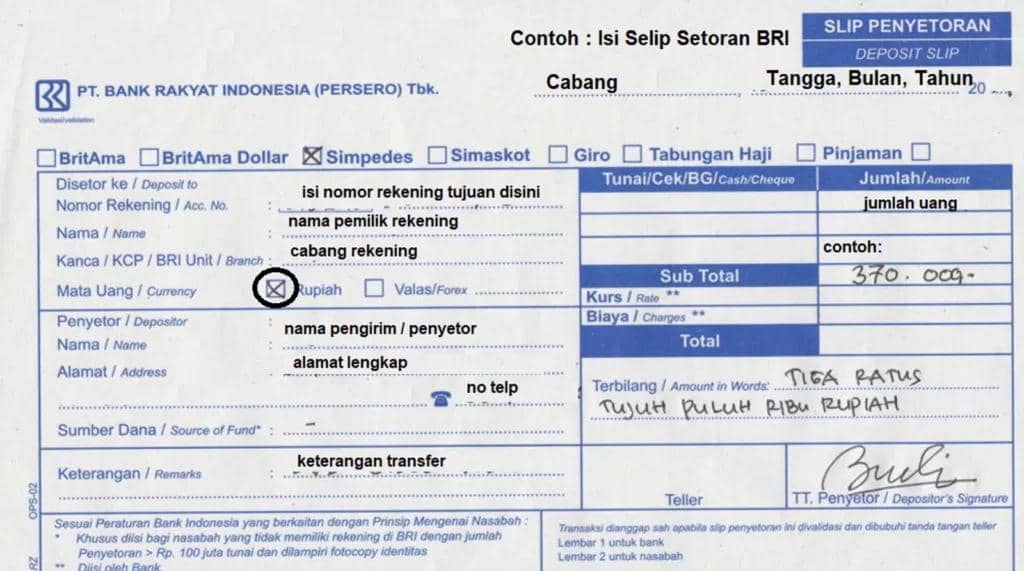 ilustrasi kwitansi transfer uang
