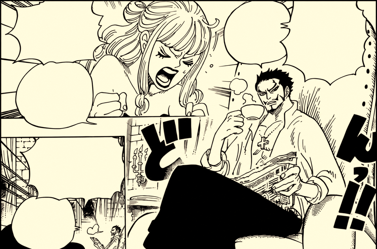 Perona dan Mihawk  dalam Chapter 925 One Piece.