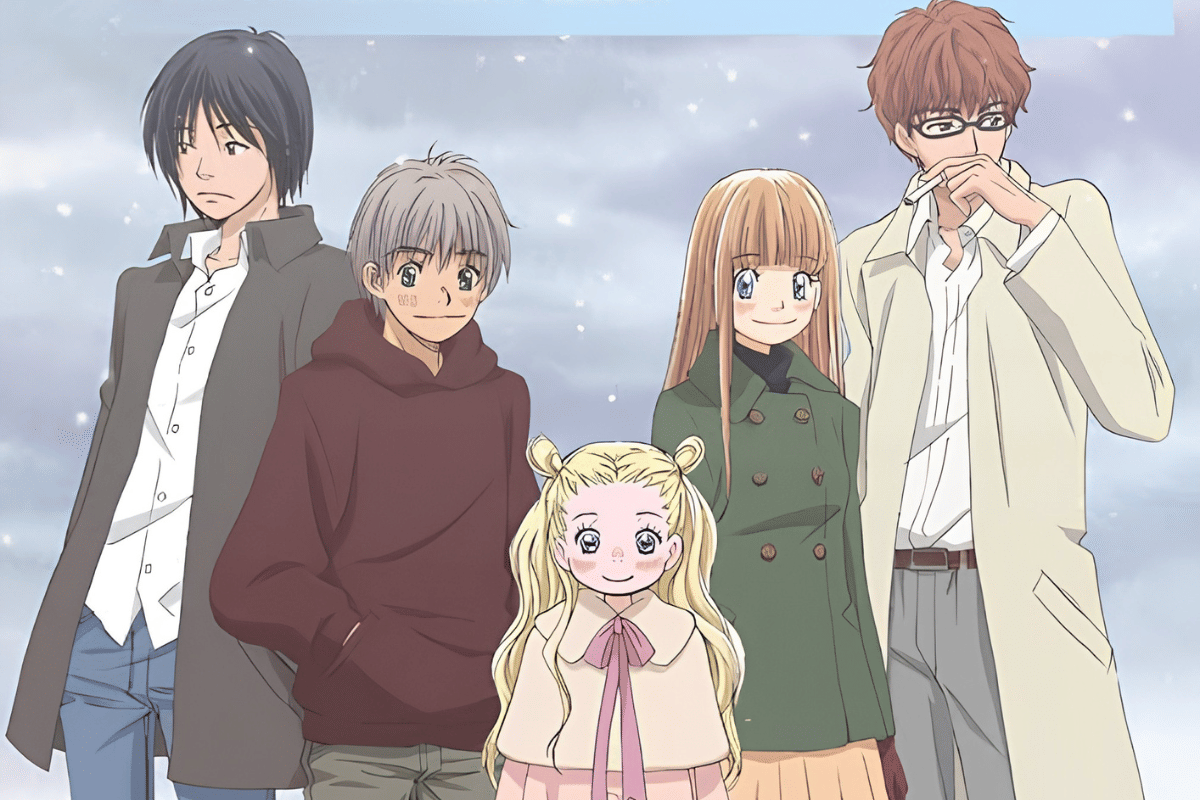Para karakter utama dalam salah satu adegan anime Honey and Clover