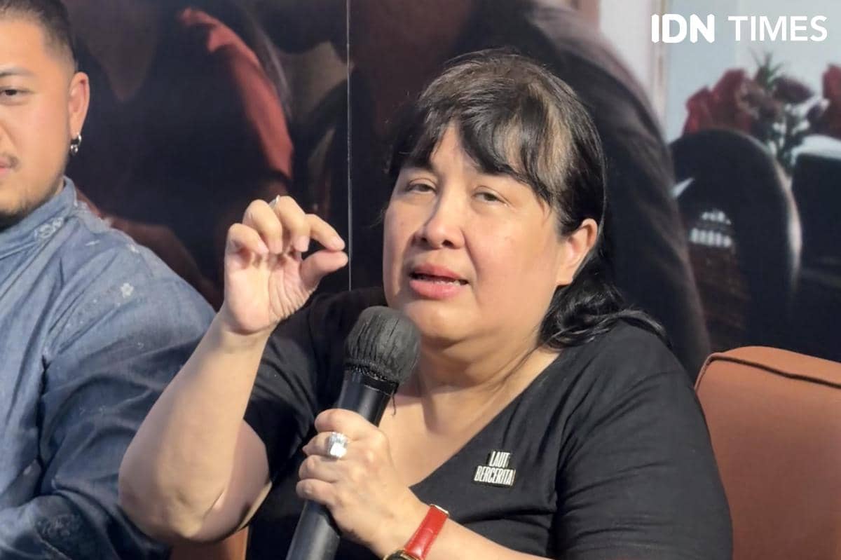 momen konferensi pers Laut Bercerita pada Selasa (24/2/2026)