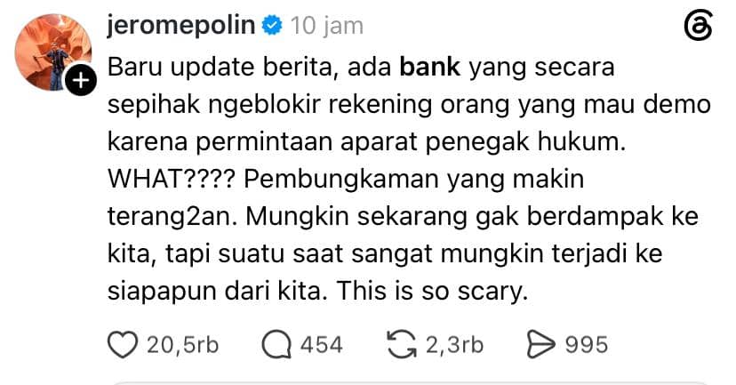 Potret Jerome Polin dengan sumber gambar dari akun Threads @jeromepolin di platform media sosial miliknya.