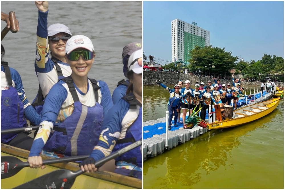 Nadia Mulya ikut Lomba Dayung Perahu Naga, Bersemangat!