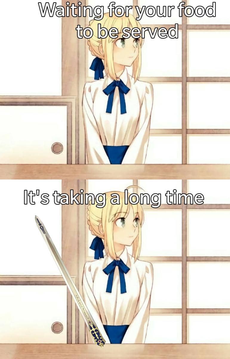 meme anime tentang pelayan