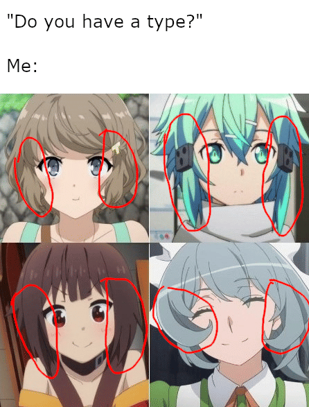 meme anime tentang gaya rambut cewek