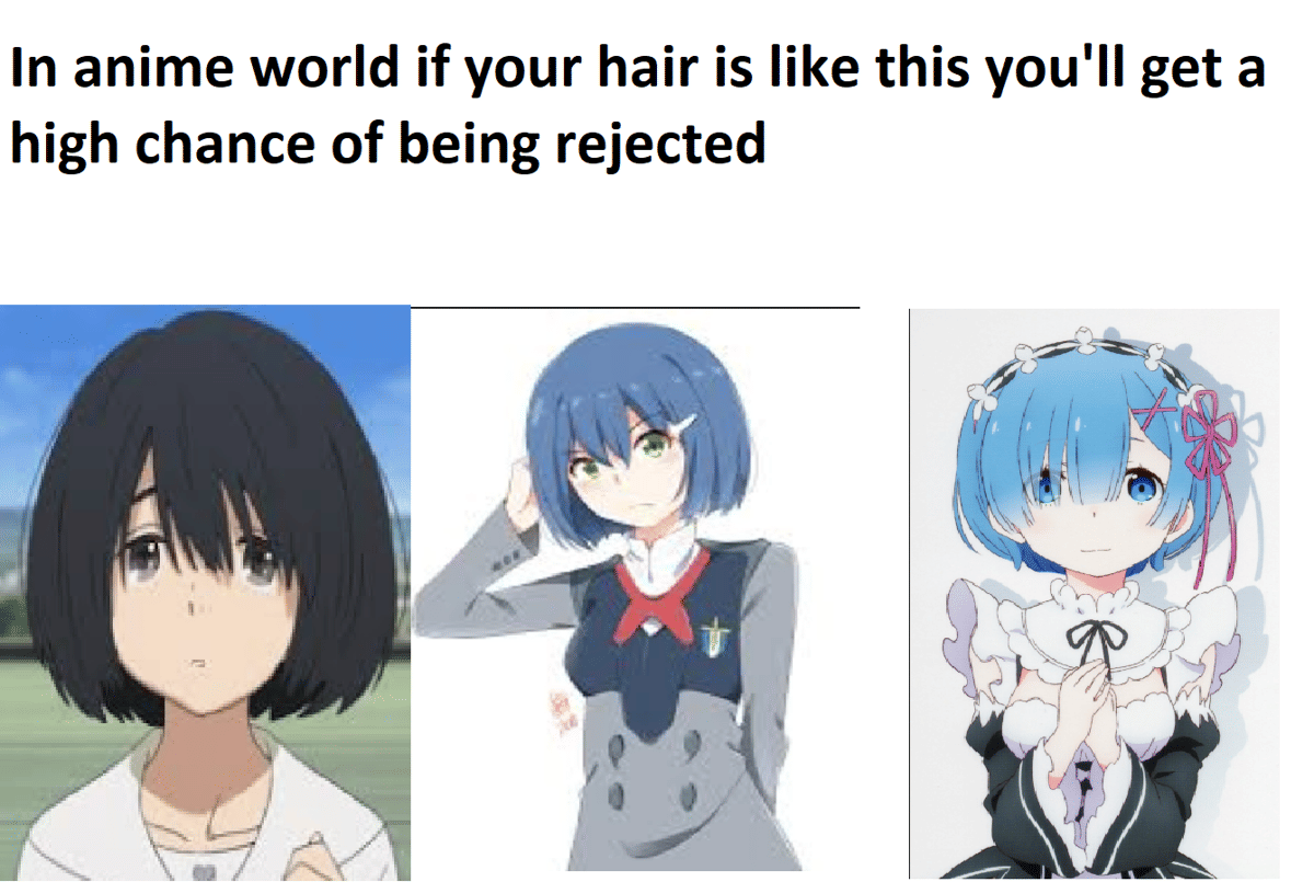 meme anime tentang gaya rambut cewek