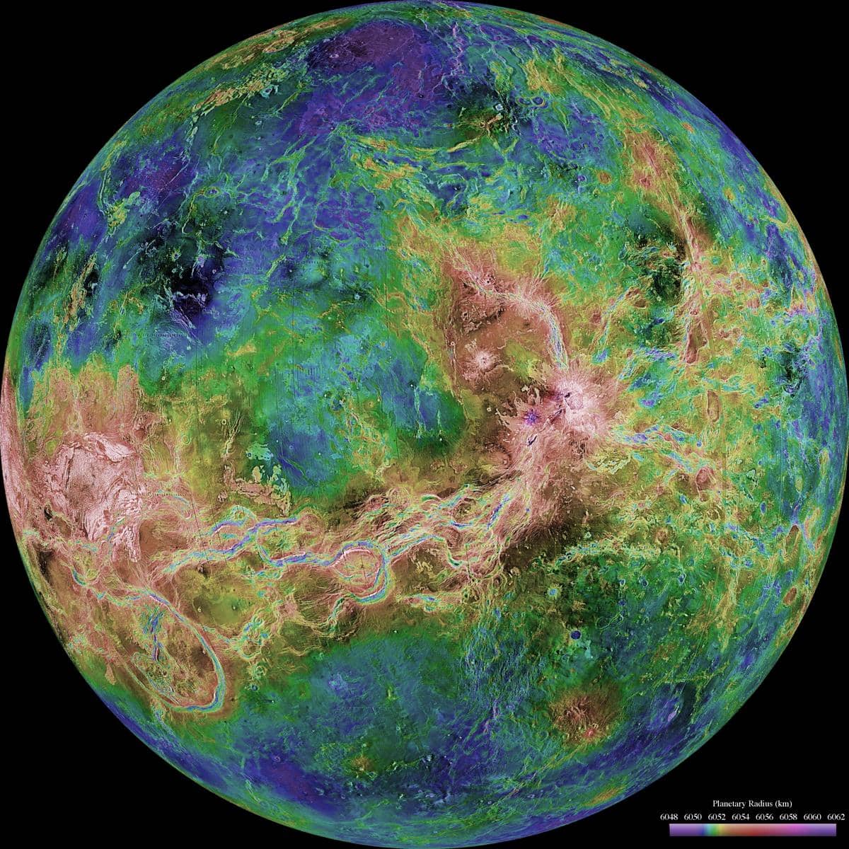 Hemispheric view of Venus.