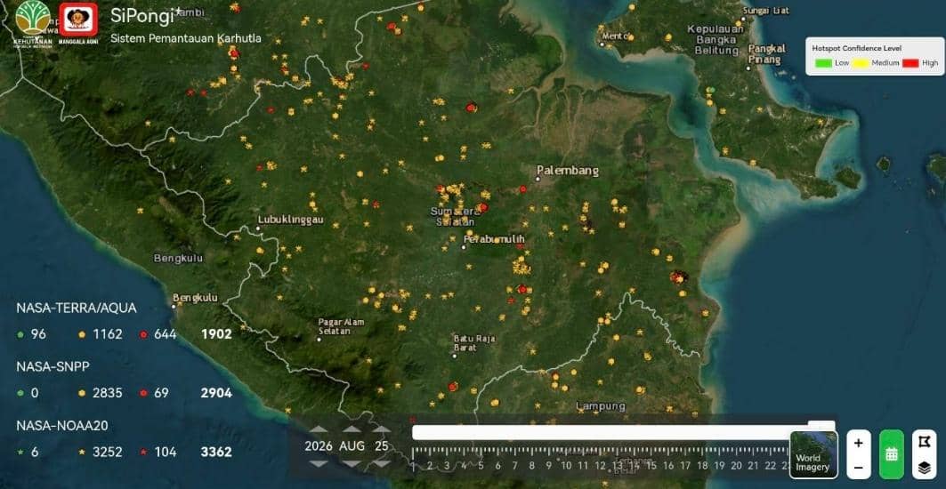 Hotspot Sumsel Naik 1.434 Titik Sehari Setelah Presiden Datang
