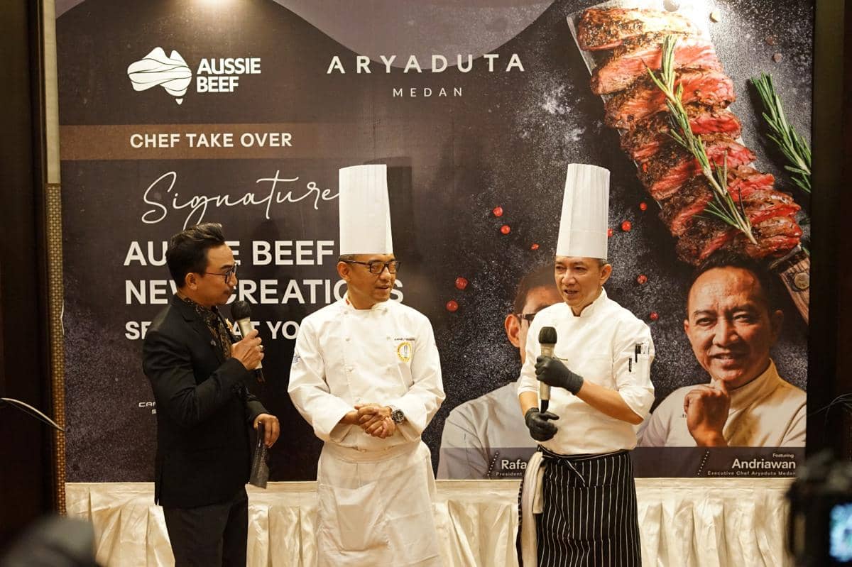 Hidangan Signature Aussie Beef New Creation hasil kolaborasi Aryaduta Medan dan Meat & Livestock Australia di The Kitchen Restaurant.