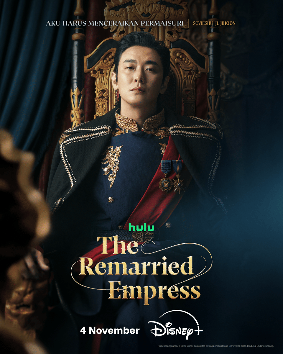 Poster karakter Sovieshu untuk serial The Remarried Empress di Disney+, dengan judul serial tercantum pada desain promosi.