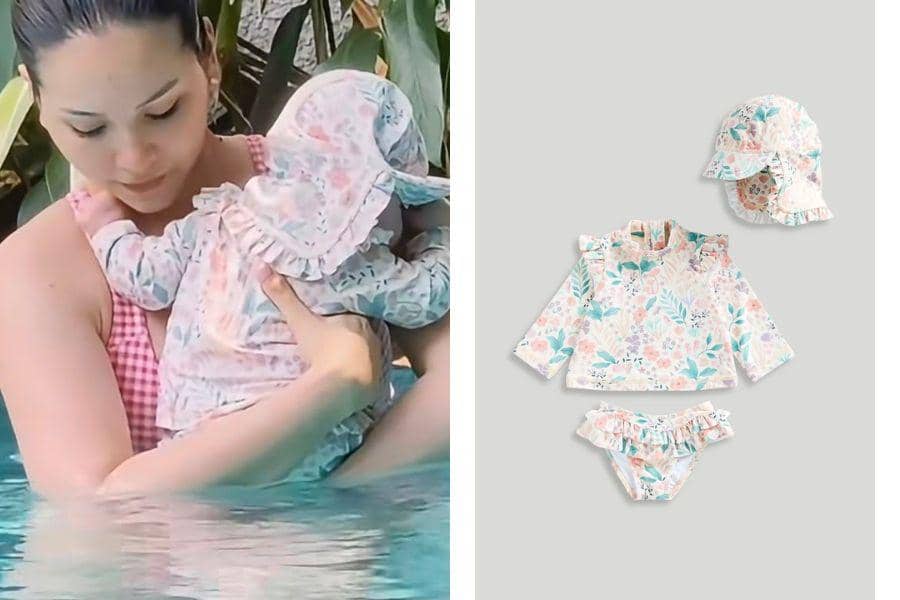 Detail Baju Renang dan Pelampung Baby Soleil (instagram.com/alyssadaguise | mothercare.co.id)