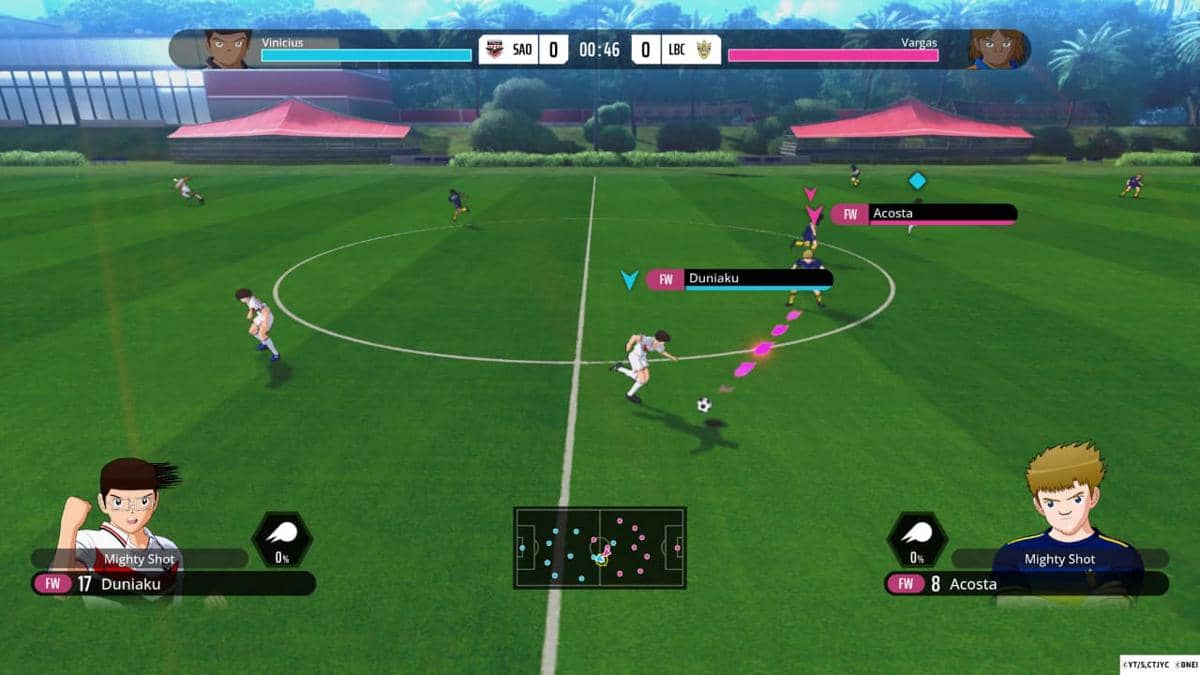 Materi visual Captain Tsubasa 2 World Fighters dari Tamsoft Corporation dan Bandai Namco Entertainment Asia.