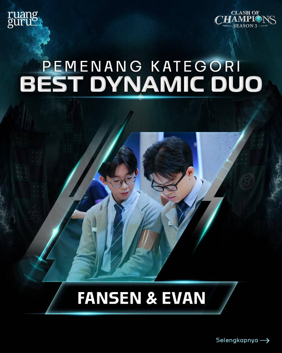 Daftar resmi pemenang Fans Choice Awards Clash of Champions Season 3 dari unggahan Instagram Ruangguru.