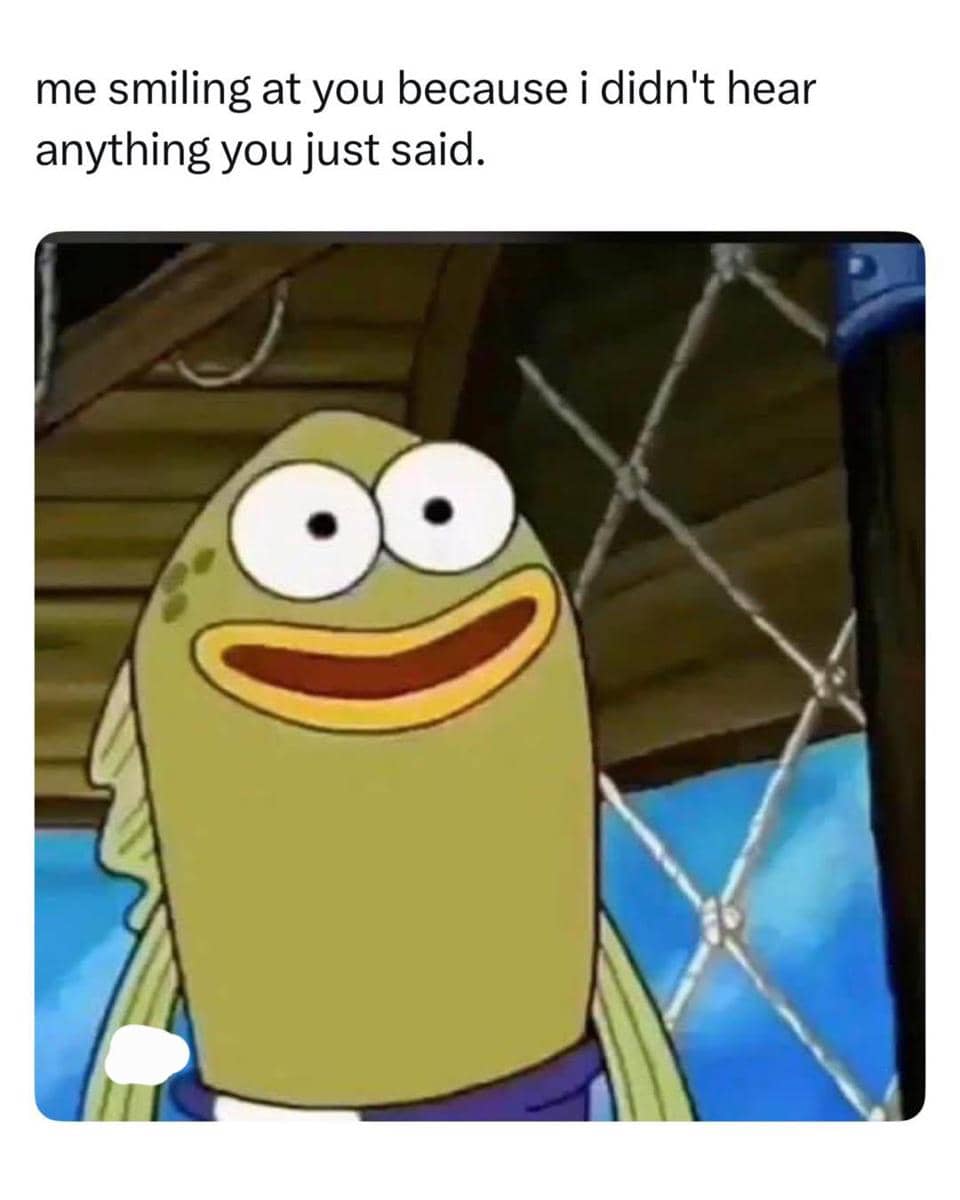 meme SpongeBob tentang tersenyum