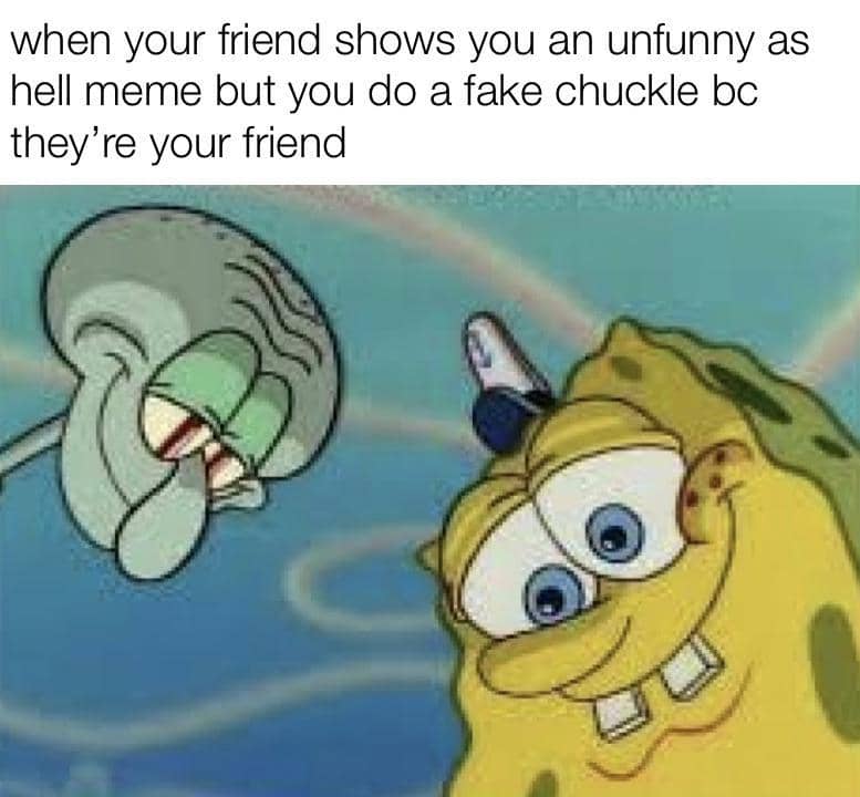 meme SpongeBob tentang tersenyum