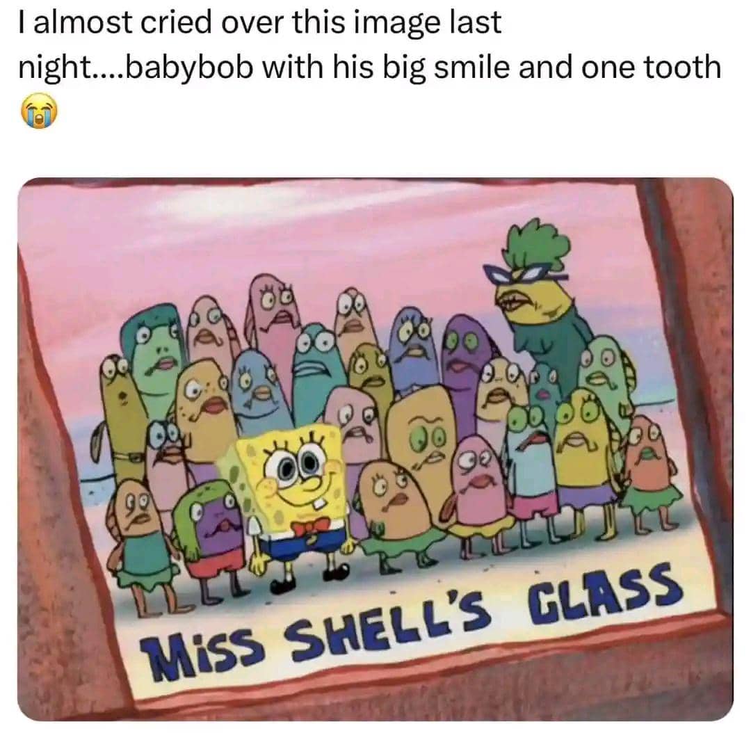 meme SpongeBob tentang tersenyum
