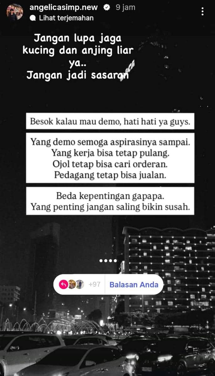 Angelica Simperler dukung aksi demo 27 Agustus 2026