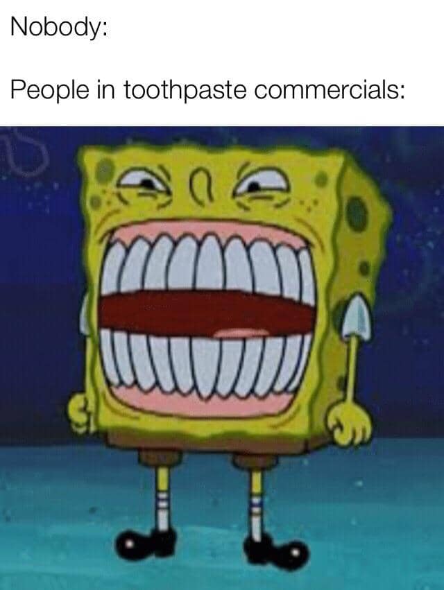 meme SpongeBob tentang tersenyum