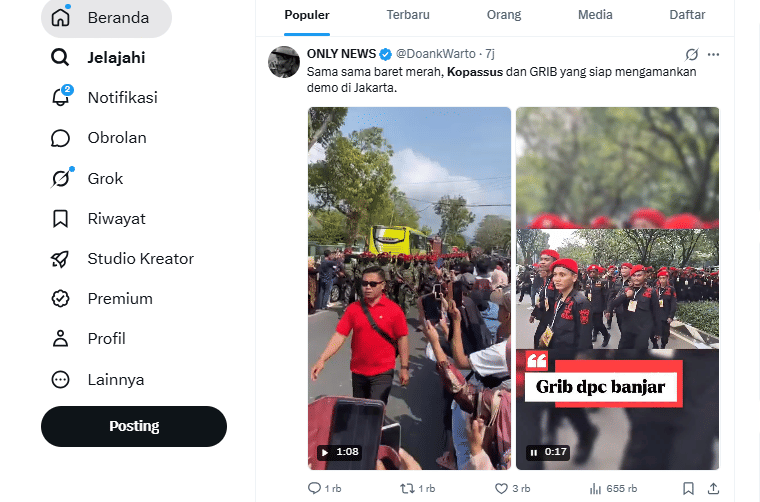 CEK FAKTA: Prajurit Kopassus Ikut Amankan Demo 27 Agustus di DPR