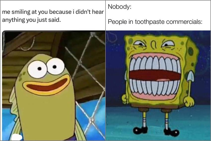 8 Meme SpongeBob tentang Tersenyum, Banyak Momen Canggung