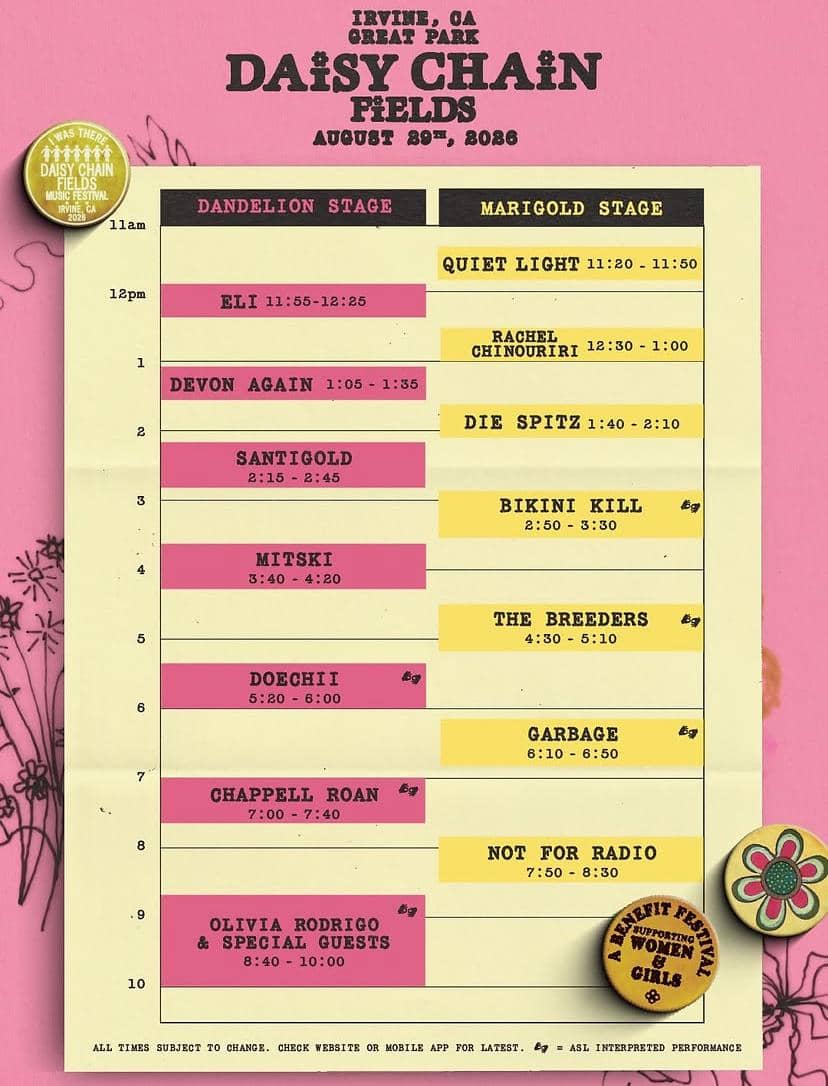 Poster lineup terbaru Daisy Chain Fields yang diunggah melalui akun Instagram resmi mereka untuk sebuah acara.