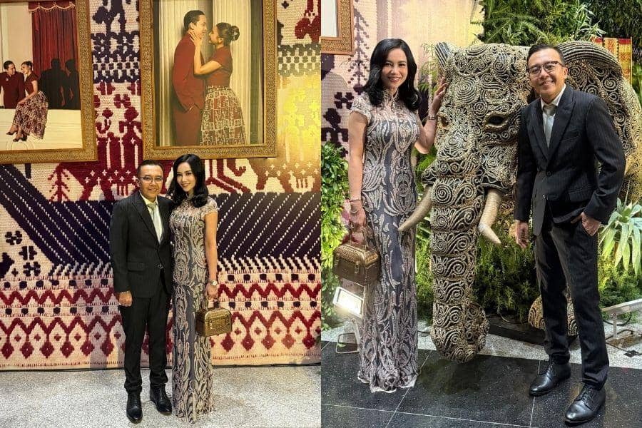 OOTD Kondangan Couple Ari Lasso-Dearlie Djoshua, Selalu Matching!