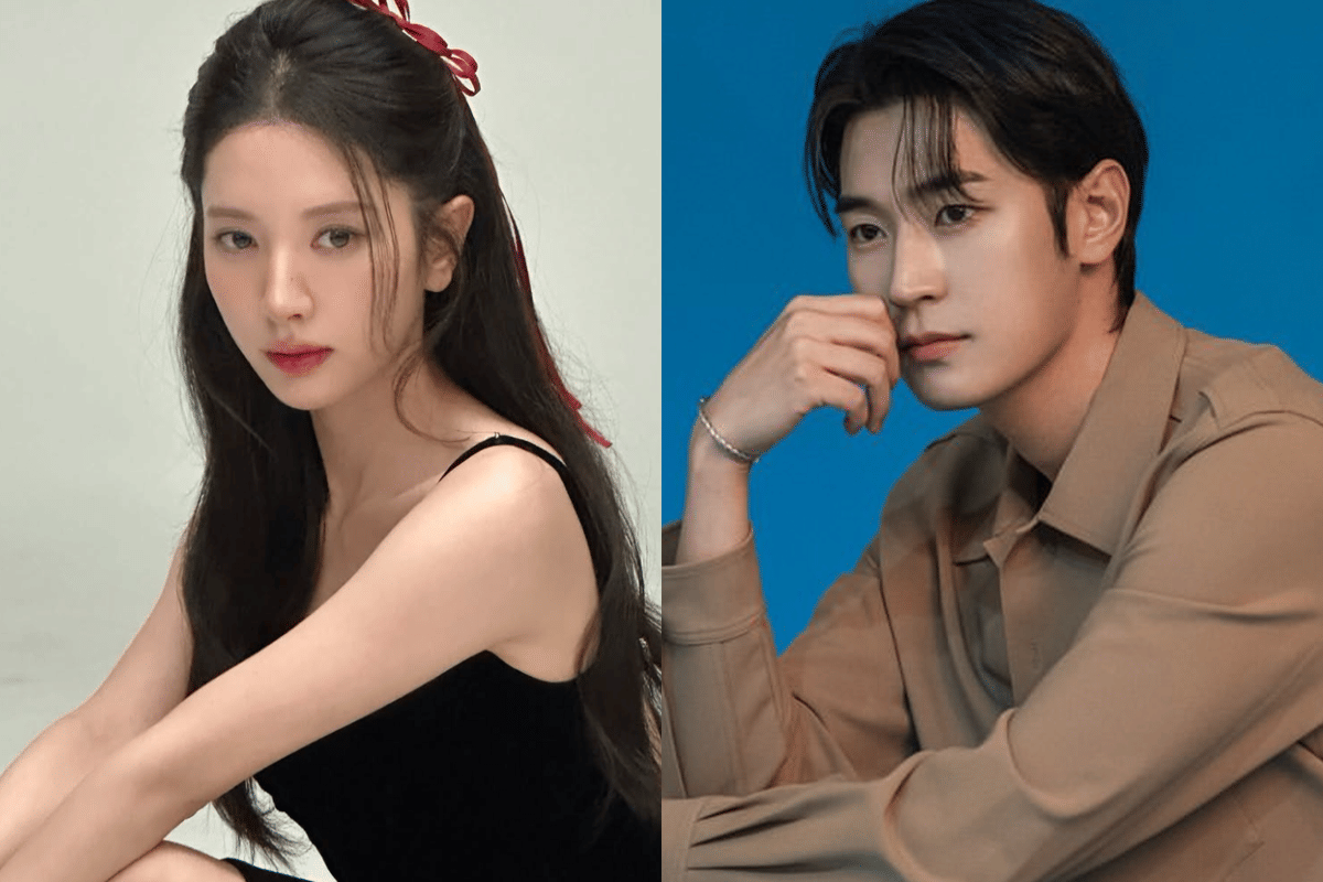 Kolase potret Bona WJSN dan Park Seo Ham dalam dua foto terpisah dengan ekspresi tenang menghadap kamera.