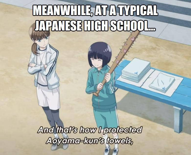 Meme anime bernuansa dramatis tentang tekad melindungi sesuatu, disertai ekspresi serius dari karakter.