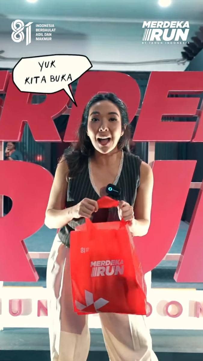 Potret seorang artis peserta Merdeka Run 2026 yang dibagikan melalui akun Instagram Kementerian Pemuda dan Olahraga.