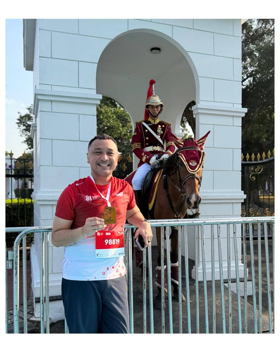 Potret artis Giring saat mengikuti Merdeka Run 2026 dalam unggahan yang dibagikan melalui akun Instagram pribadinya.