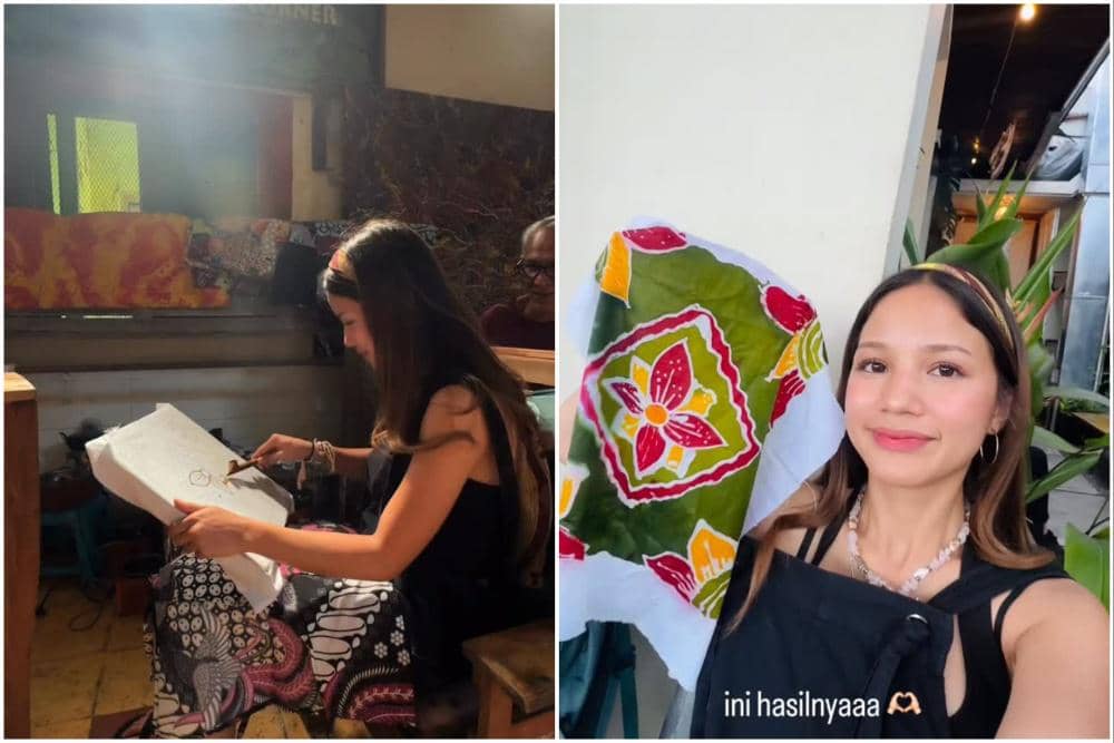 Bella Graceva Membuat Batik di Kampung Batik Laweyan, Solo
