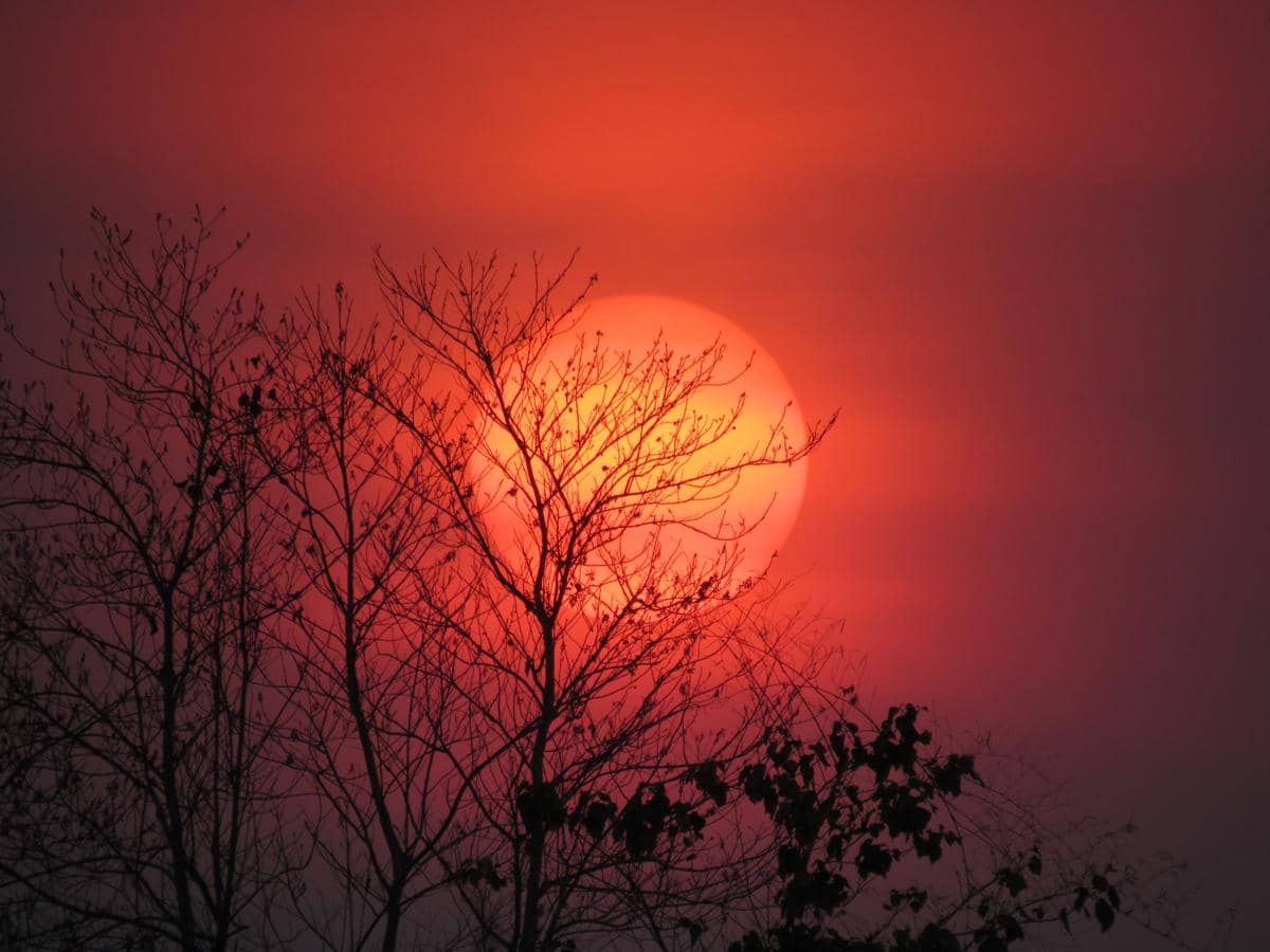 matahari berwarna merah