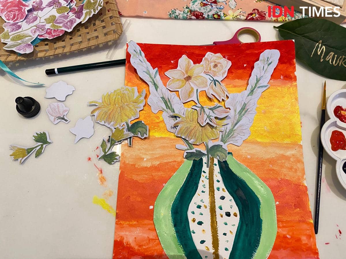 Salah satu karya lukisan peserta Workshop Painting and Crafting Beginner Guide di Pesta Folka Vol. 2.