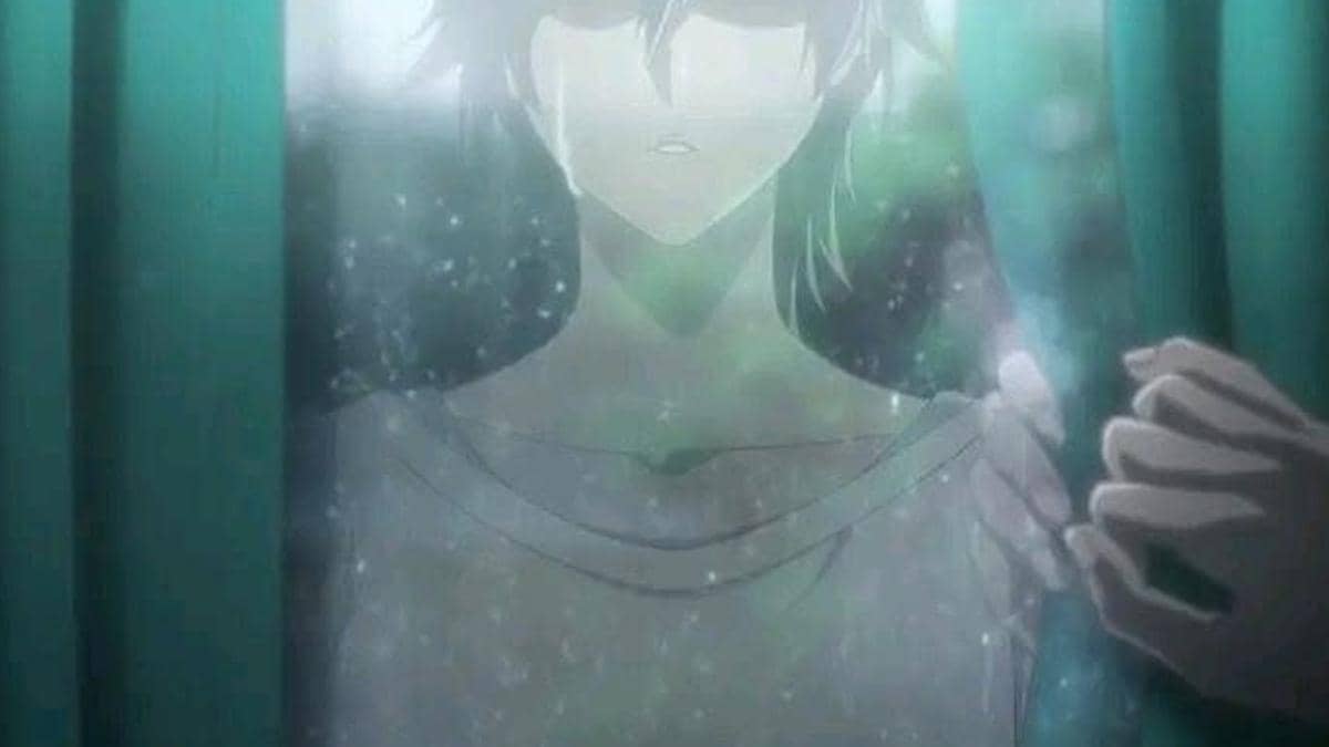 Tatsuki menangis dengan air mata mengalir di wajahnya dalam adegan Bleach TYBW Part 4 produksi Pierrot.