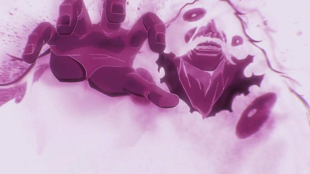 Yhwach berdiri di hadapan kilatan cahaya sambil menjelaskan prinsip kekuatan The Almighty dalam Bleach TYBW Part 4.