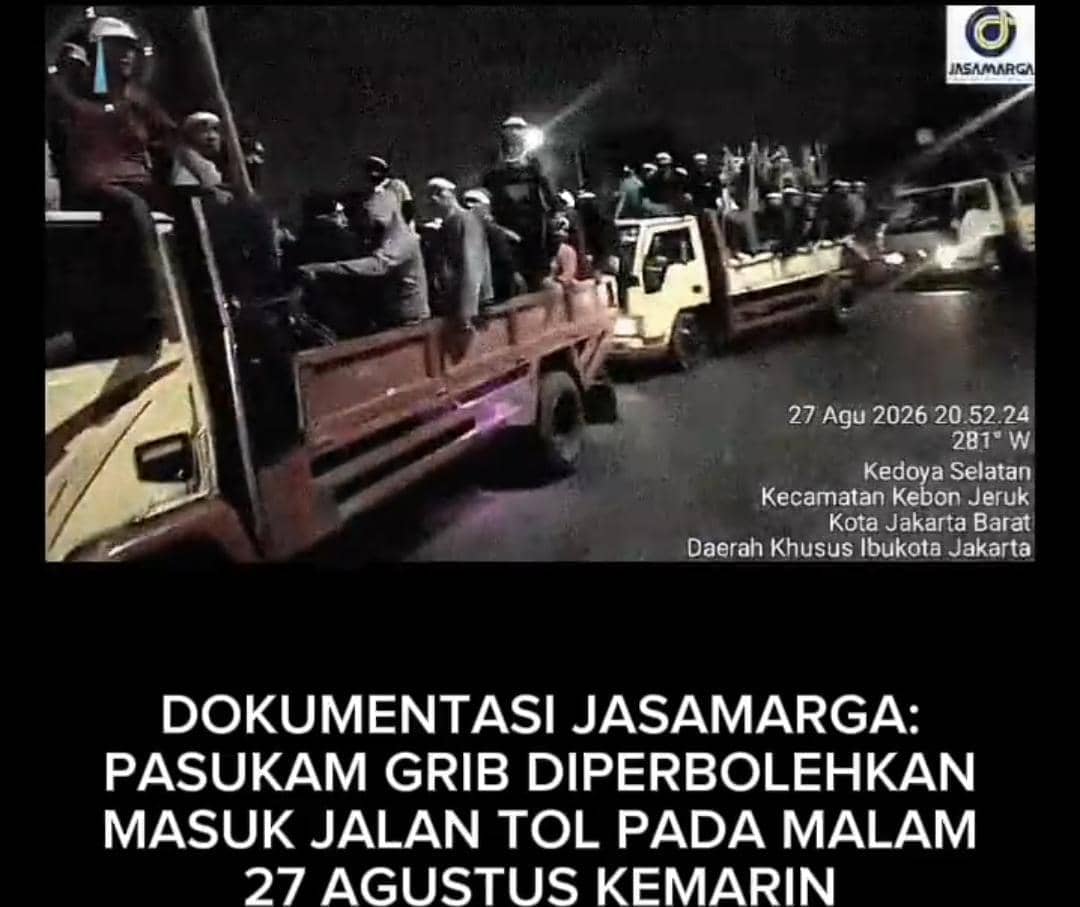 3 Truk Massa Diduga Anggota GRIB Masuk Tol Saat Demo, Ini Kata Jasa Marga