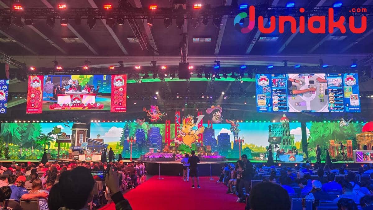 Bangunan Moscone Center terlihat dari area sekitarnya sebagai lokasi hari pertama dan kedua Pokémon Worlds 2026.