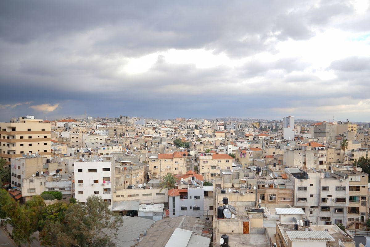 pemandangan udara kota Qalqilya, West Bank