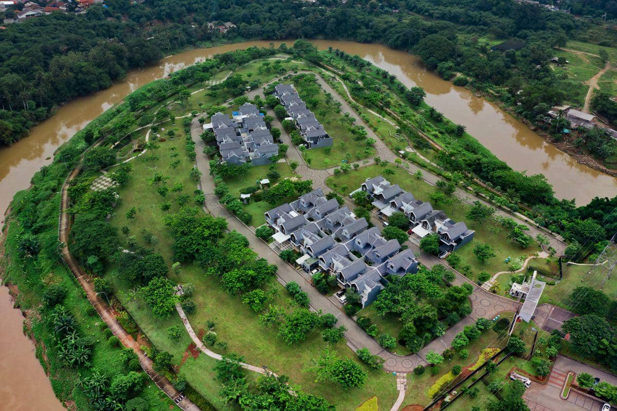 ilustrasi tanah di pinggir sungai
