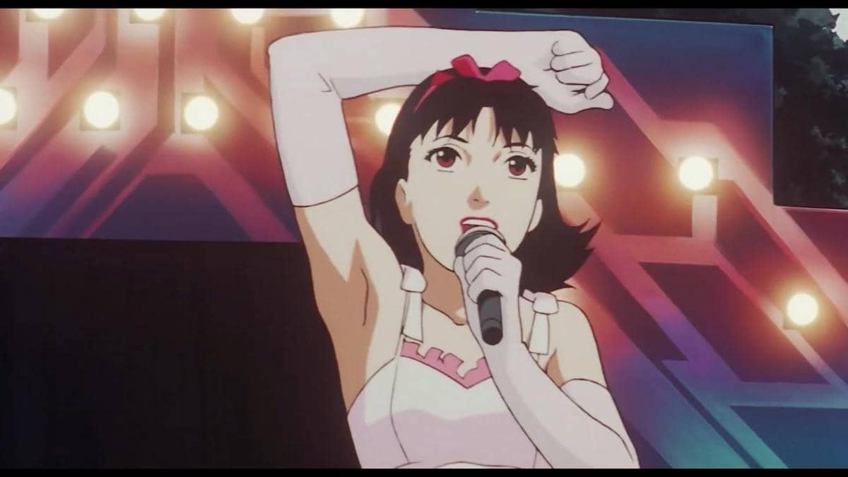 Still cut dari film anime Perfect Blue produksi Madhouse, menampilkan salah satu adegan karakter dalam cerita.
