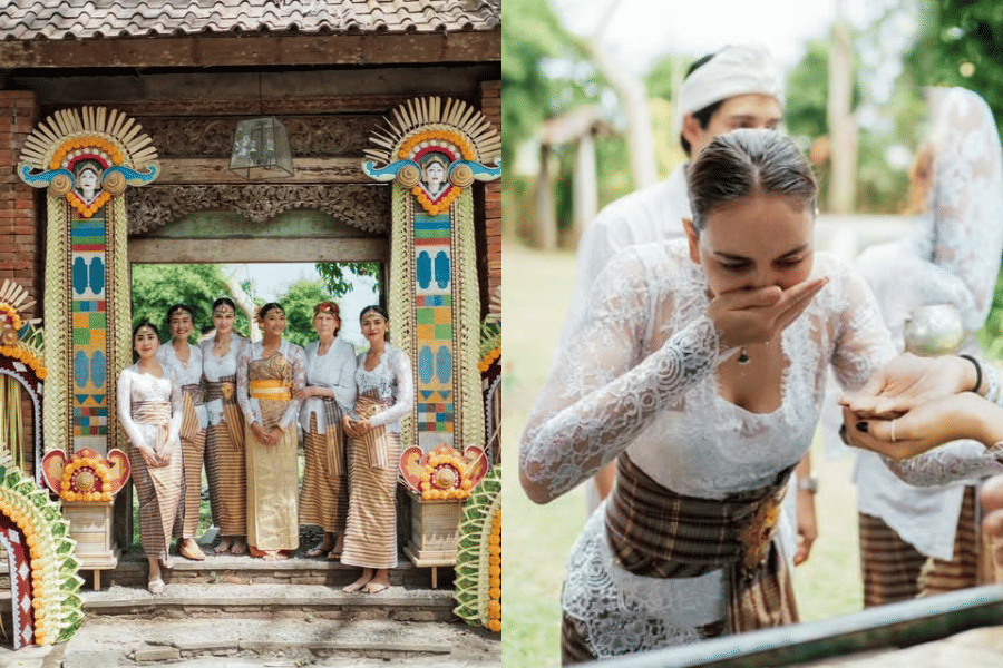 Gaya Luna Maya di Upacara Menek Kelih Keponakannya, Menawan!