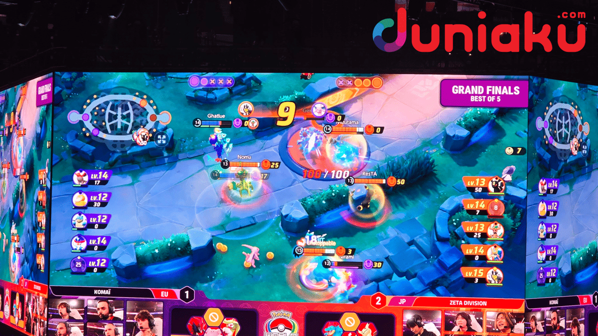 Dokumentasi Game 4 Grand Final Pokémon UNITE World Championship 2026 dalam kompetisi esports Pokémon UNITE.