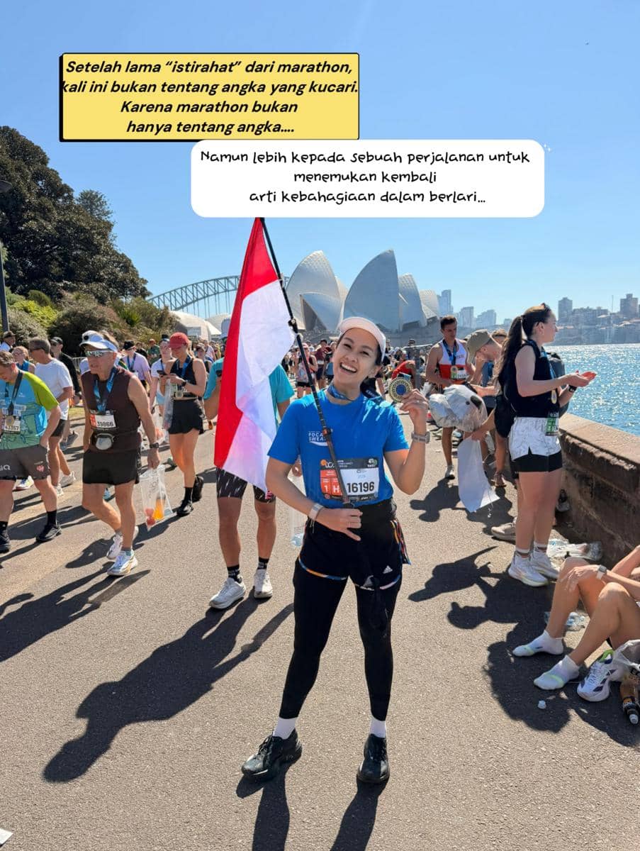 Melanie Putria finish Sydney Marathon 2026 dan raih 7th WMM star