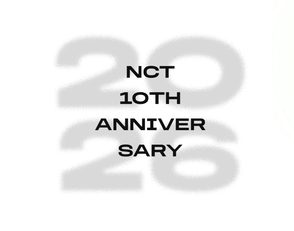 Poster NCT 10th Anniversary bertajuk 2026nct.com dengan desain promosi perayaan 10 tahun grup K-pop.