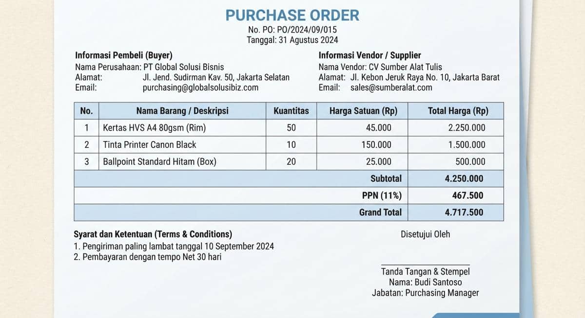 contoh purchase order