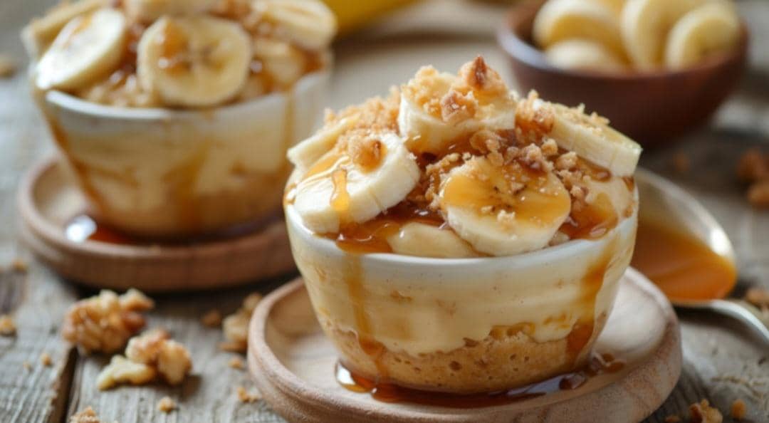 ilustrasi banana caramel pudding