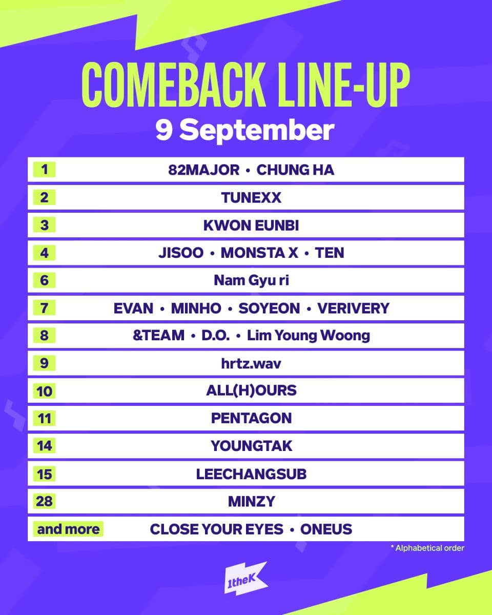 jadwal debut dan comeback idol KPop pada September 2026